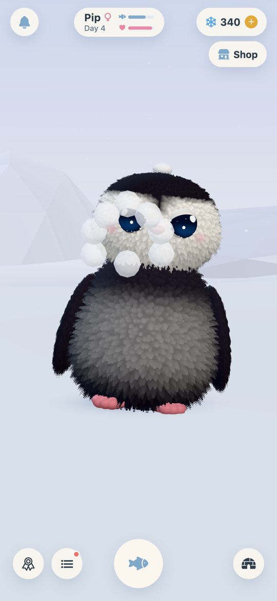 A snowball bursting on the penguin's head